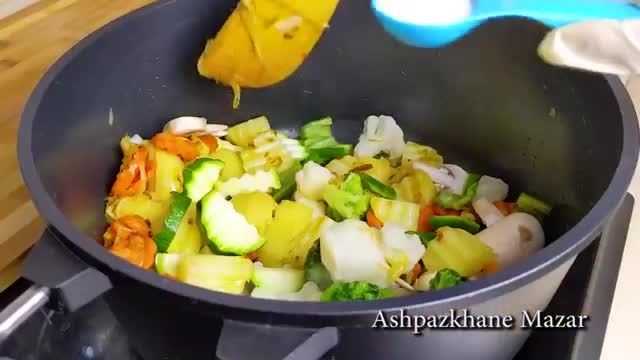 ترفندهای کاربردی آشپزی - طرز تهیه پلو با سبزیجات خوشمزه و ساده