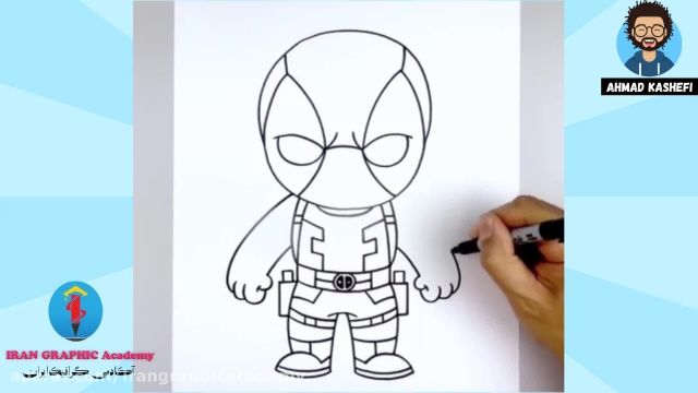 آموزش نقاشی کودکان : نقاشی دد پول و بتمن Deadpool  
