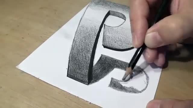 فیلم آموزش نقاشی سه بعدی با مداد - "حرف p "