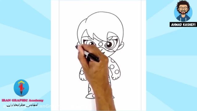 آموزش نقاشی کودکان : نقاشی و طراحی لیدی باگ Ladybug و رنگ آمیزی  
