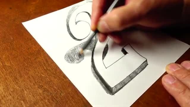 فیلم آموزش نقاشی سه بعدی با مداد - "عدد 2 "