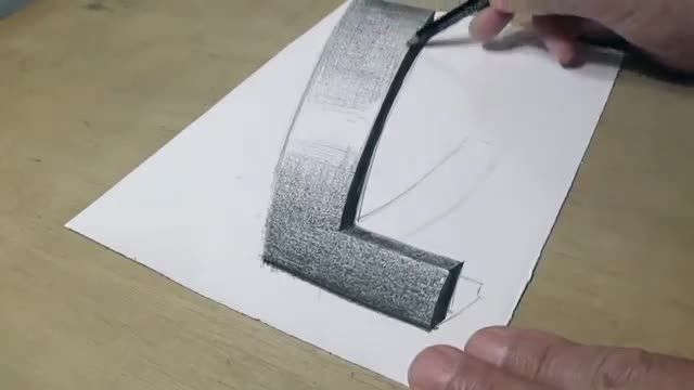 فیلم آموزش نقاشی سه بعدی با مداد - "حرف l "