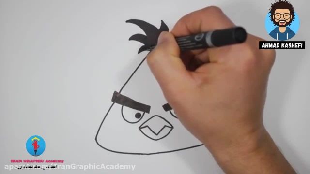 آموزش نقاشی کودکان : طراحی انگری بردز با ماژیک 