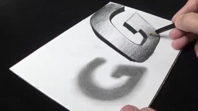 فیلم آموزش نقاشی سه بعدی با مداد -  "حرف g "