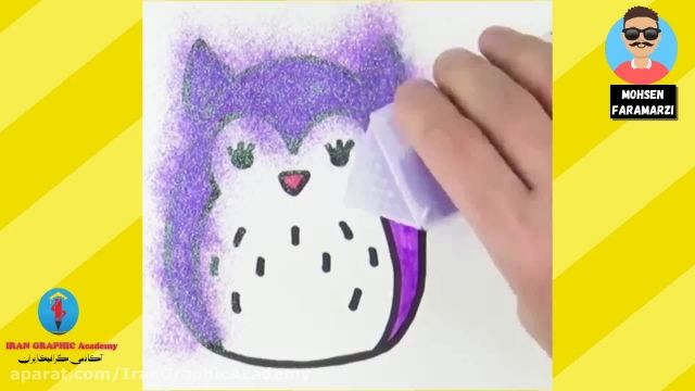آموزش نقاشی کودکان : نقاشی پاندا .گربه .سگ با رنگ آمیزی 
