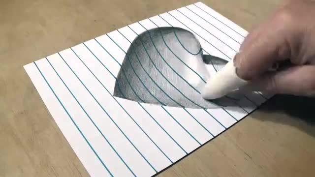فیلم آموزش نقاشی سه بعدی با مداد - " قلب "