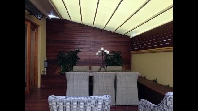 سایبان اتوماتیک تراس رستوران- سقف چادری روفگاردن- پوشش برقی استخر