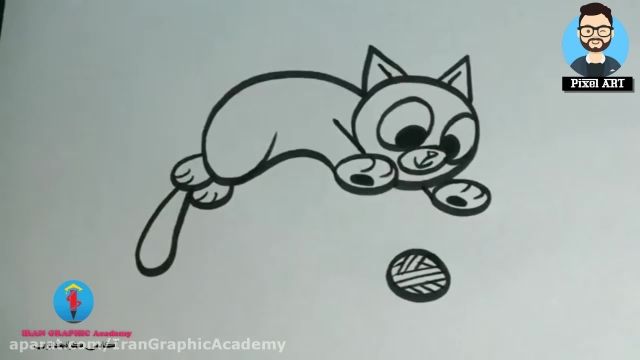 آموزش نقاشی کودکان : گربه بازیگوش