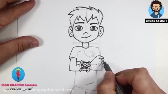 آموزش نقاشی کودکان : نقاشی بن تن با رنگ آمیزی 