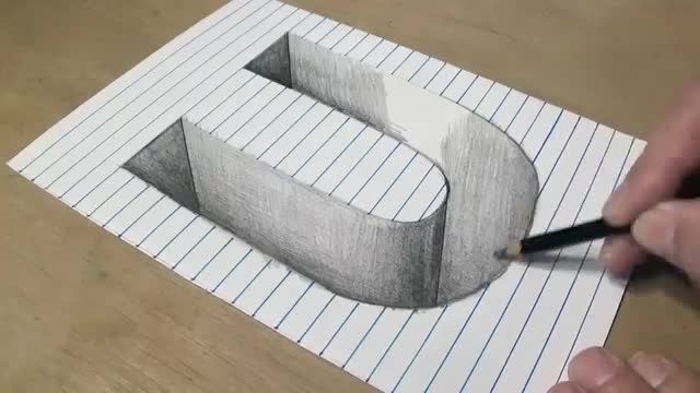 فیلم آموزش نقاشی سه بعدی با مداد - "حرف u "