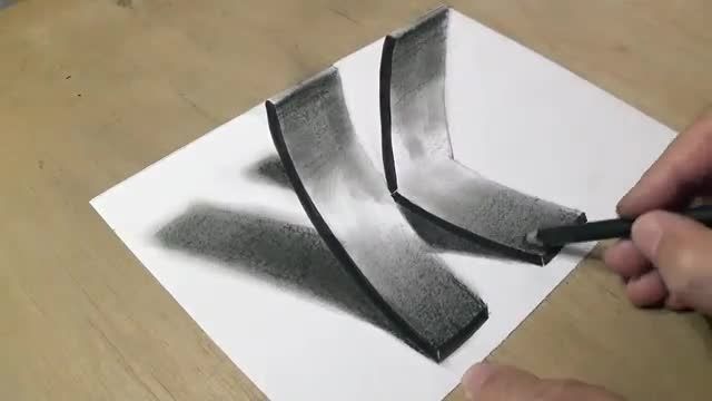 فیلم آموزش نقاشی سه بعدی با مداد - "حرف k "