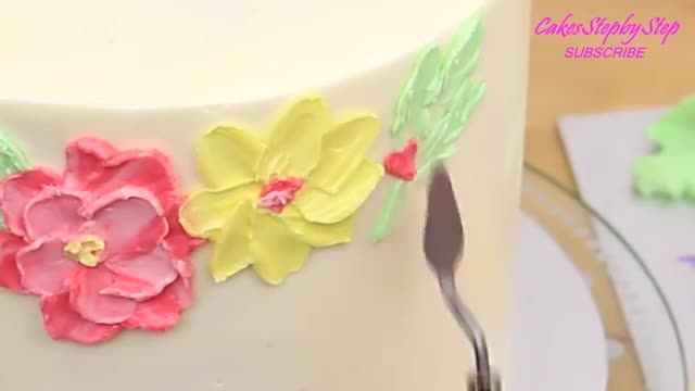 نکات کاربردی آشپزی - ایده های تزیین کیک برای کشیدن گل ها رنگی در چند دقیقه