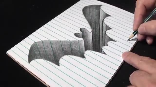 فیلم آموزش نقاشی سه بعدی با مداد - " حفره خفاش"