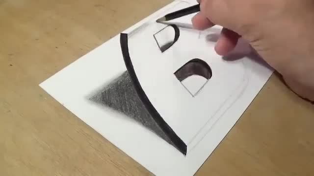 فیلم آموزش نقاشی سه بعدی با مداد - "حرف b "