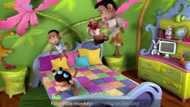 شعرو ترانه های کودکانه انگلیسی - پنج میمون کوچک