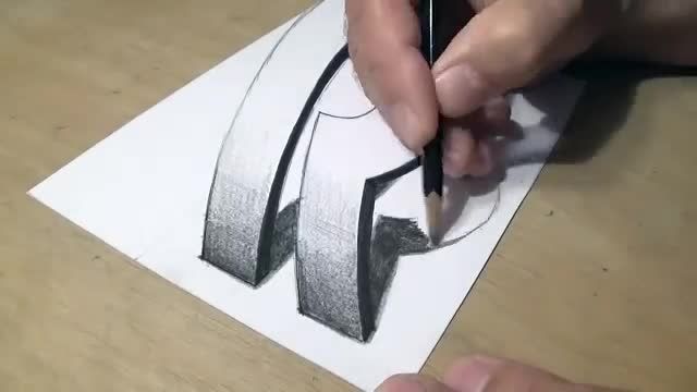فیلم آموزش نقاشی سه بعدی با مداد - "حرف r "
