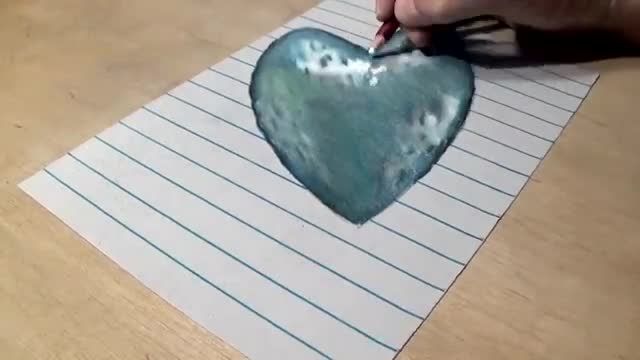 فیلم آموزش نقاشی سه بعدی با مداد - " قلب شناور"