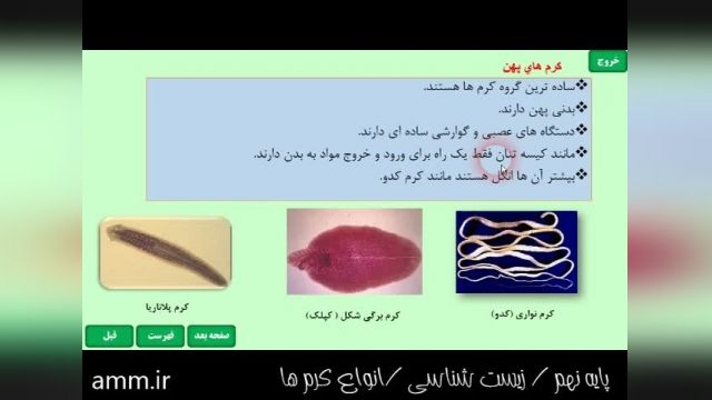 آموزش رایگان پایه هفتم- زیست شناسی- کرم ها