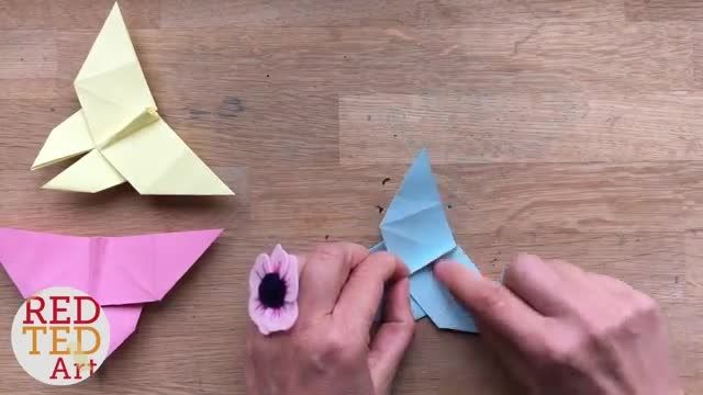 ویدیو آموزش کاردستی اوریگامی پروانه ساده و مبتدی 