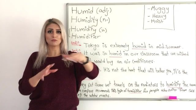 آموزش تصویری کلمه Humid از مجموعه 504 واژه ضروری انگلیسی 