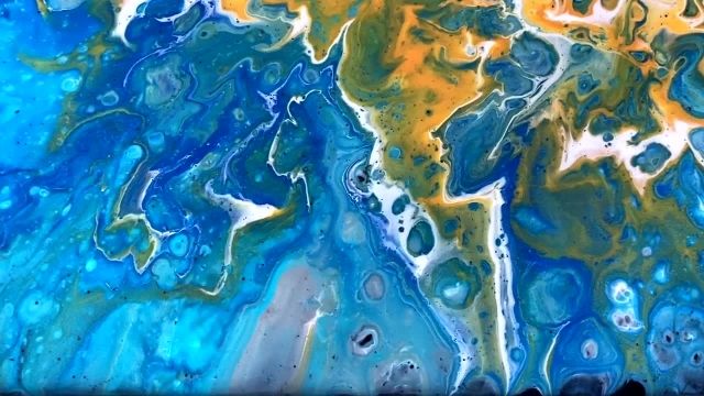 آموزش نقاشی آبستره با رنگ اکرلیک ( موج دریا )