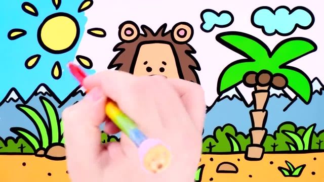 آموزش نقاشی و رنگ امیزی برای کودکان (شیر جنگل)