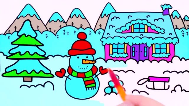 آموزش نقاشی و رنگ امیزی برای کودکان ( درخت کریسمس )