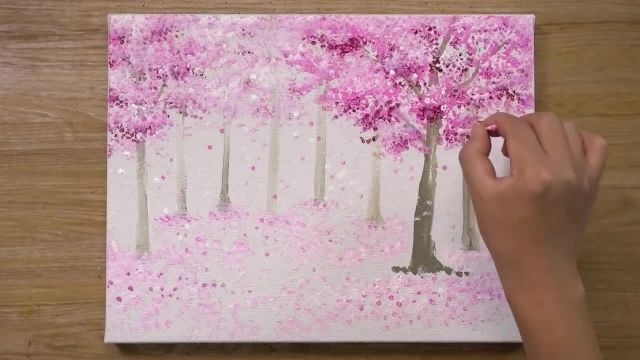 آموزش نقاشی با تکنیک های آسان برای مبتدیان (شکوفه های گیلاس)
