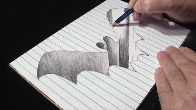 آموزش نقاشی سه بعدی با مداد ( حفره خفاش)