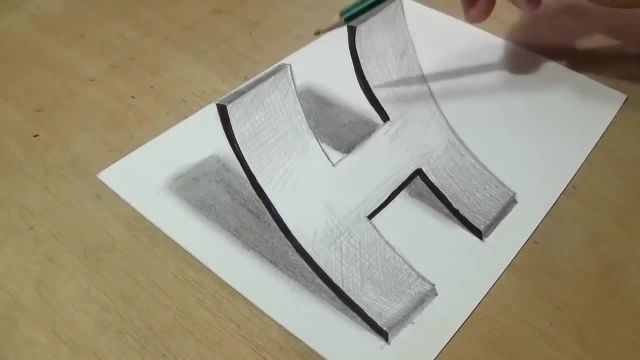 اموزش طراحی سه بعدی با مداد (حرف h )