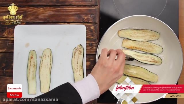 آموزش ویدیویی روش تهیه رول بادمجان با پنیر گودا