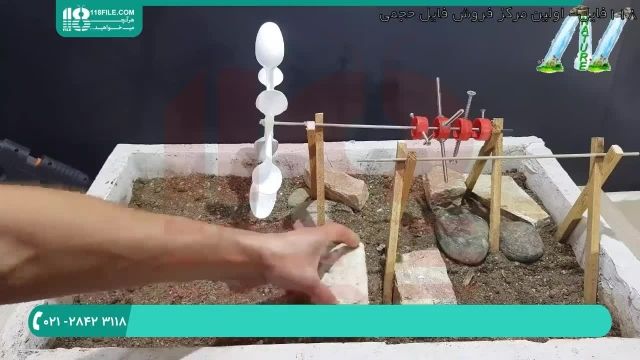 ساخت آبنما رومیزی با استفاده از سنگ مصنوعی و ظروف پلاستیکی