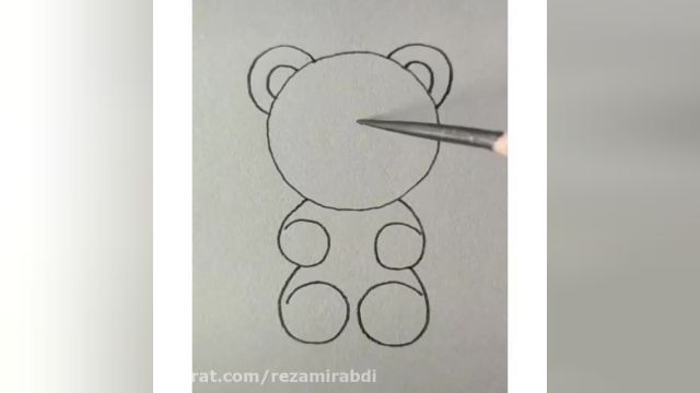 آموزش نقاشی ساده خرس به کودکان 