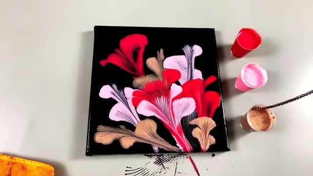 آموزش نقاشی ابستره گل با استفاده از زنجیر