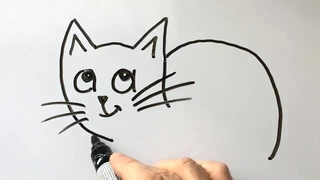 آموزش گام به گام نقاشی با حروف برای کودکان (گربه)