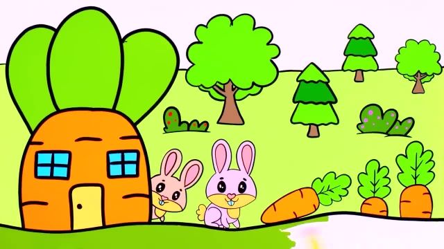 اموزش گام به گام نقاشی برای کودکان (هویج و خرگوش)