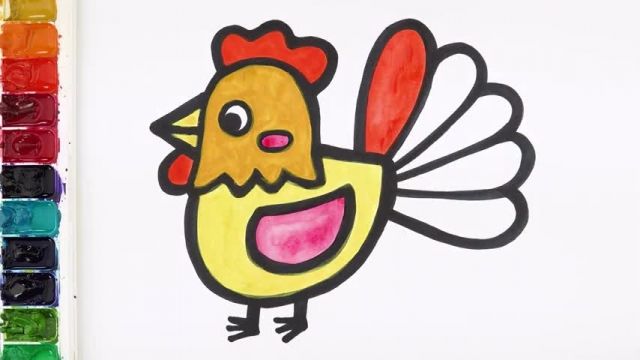 آموزش نقاشی کشیدن و رنگ آمیزی خروس برای کودکان