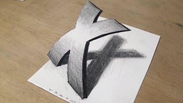 اموزش طراحی سه بعدی با مداد (حرف x )
