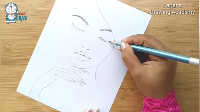 آموزش طراحی با مداد برای مبتدیان ( دختر زیبا )