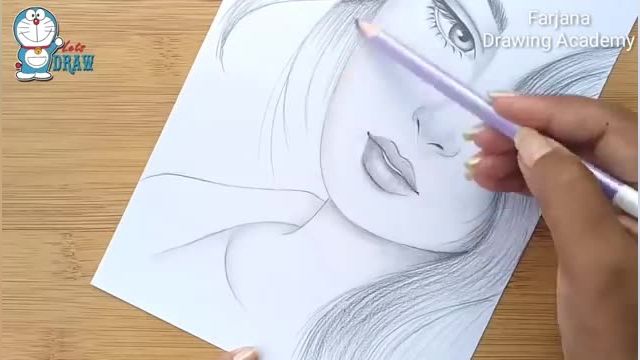 آموزش طراحی با مداد برای مبتدیان (دختر زیبا)