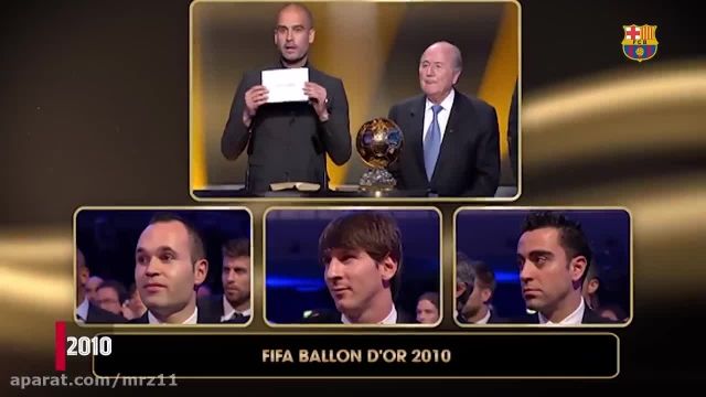 دانلود ویدیو باشگاه بارسلونا از توپ طلاهای کسب کرده ستاره آرژانتینی لیونل مسی