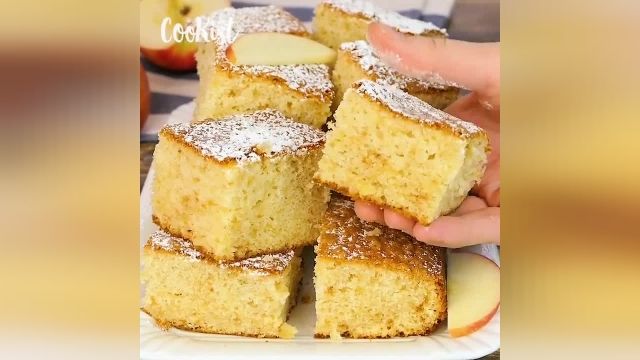 آموزش ویدیویی روش درست کردن دسر کیک سیب مربعی