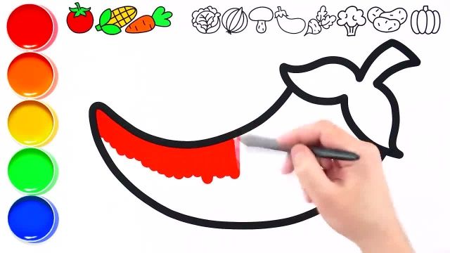 اموزش نقاشی سبزیجات به کودکان به همراه رنگ امیزی