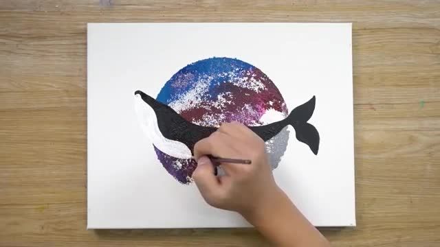 آموزش گام به گام نقاشی با تکنیک آلومینیوم ( نهنگ)
