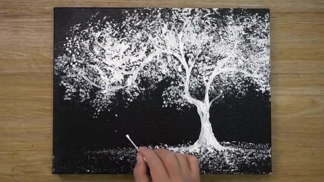 آموزش نقاشی با تکنیک های آسان برای مبتدیان (زوج در کنار درخت)