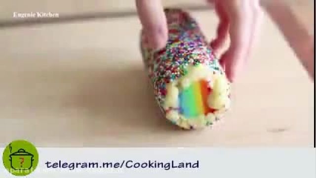 آموزش ویدیویی روش تهیه کیک رنگین کمان