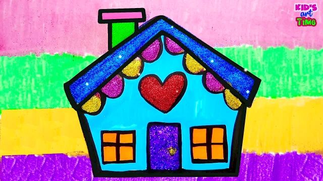 اموزش نقاشی و نحوه کشیدن خانه و رنگ امیزی ان برای کودکان