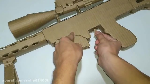 ویدیو آموزشی خلاقیت در ساخت اوریگامی اسلحه شکاری سه بعدی با کاغذ 