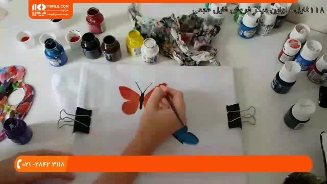 آموزش نقاشی روی پارچه ( طرح پروانه و ببر )