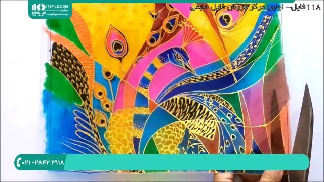 شیوه نقاشی طرح طاووس رنگارنگ بر روی شیشه با رنگ ویترای 